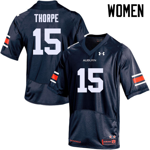 Auburn Tigers Women's Neiko Thorpe #15 Navy Under Armour Stitched College NCAA Authentic Football Jersey DKK6374XU